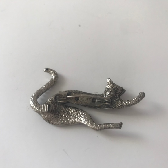 3/$25 Black Cat with Long Beaded Tail Brooch Pin - Picture 3 of 4